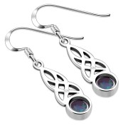 Synthetic Opal Celtic Silver Earrings - e298